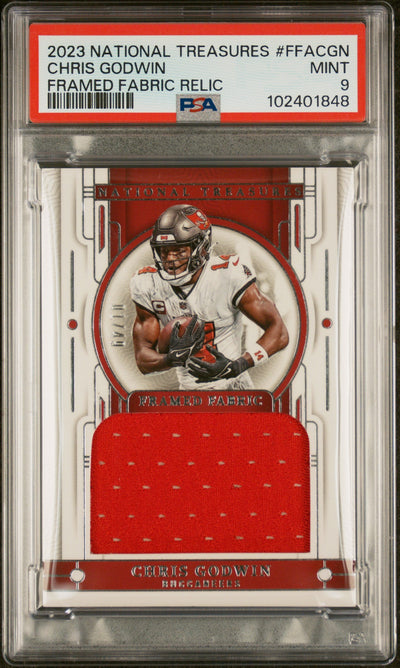 2023 Panini National Treasures Framed Fabric Relics Chris Godwin #CGN PSA 9