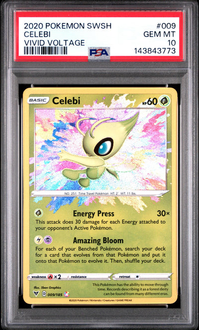2020 Pokemon Sword and Shield Vivid Voltage Celebi #9 PSA 10