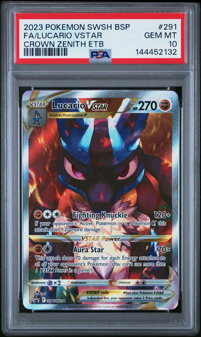2023 Pokemon Sword and Shield Black Star Promo Crown Zenith Elite Trainer Box Lucario Vstar #SWSH291 /144452132 PSA 10
