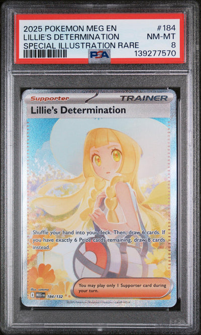 2025 Pokemon Mega Evolution Special Illustration Rare Lillie's Determination #184 PSA 8