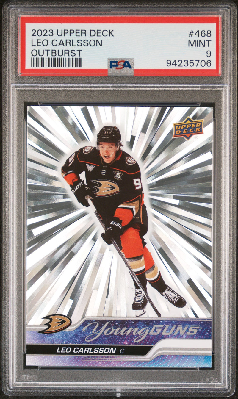 2023 Upper Deck Young Guns Outburst Silver Leo Carlsson #468 PSA 9