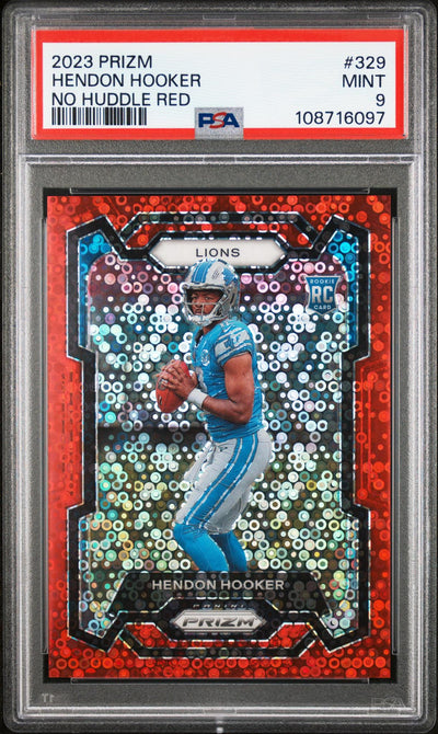 2023 Panini Prizm No Huddle Red Hendon Hooker #329 /70 PSA 9
