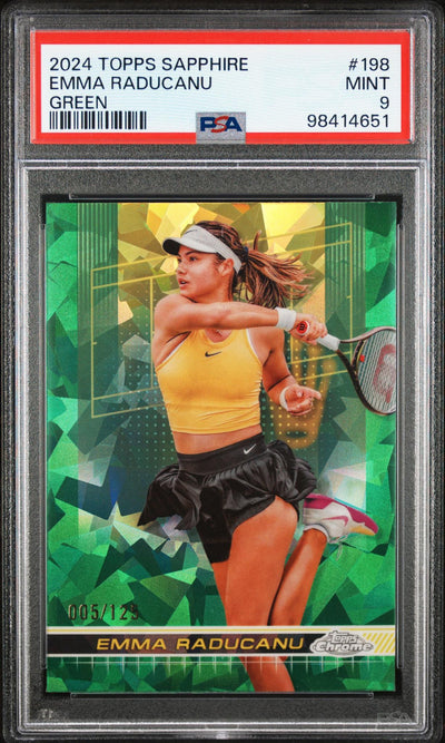 2024 Topps Chrome Sapphire Tennis Green Emma Raducanu #198 /125 PSA 9