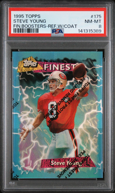 1995 Finest Booster Refractor W/Coating Steve Young #175 PSA 8