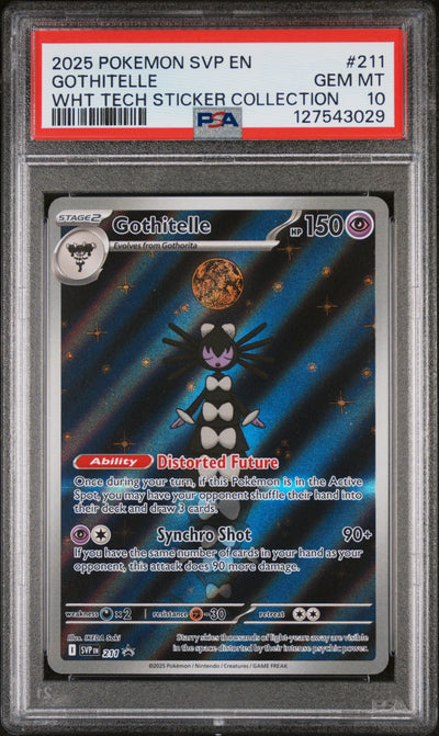 2025 Pokemon Scarlet and Violet Black Star Promo White Flare Tech Sticker Collection Gothitelle #211 PSA 10