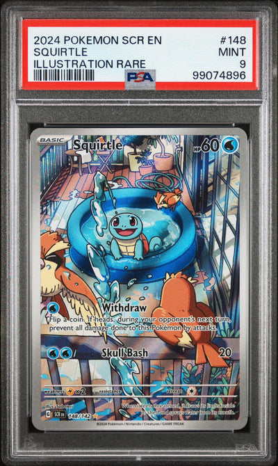 2024 Pokemon Scarlet and Violet Stellar Crown Illustration Rare Squirtle #148 PSA 9
