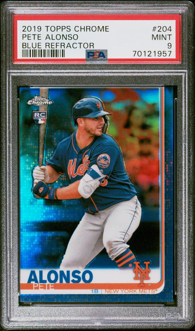 2019 Topps Chrome Blue Refractor Pete Alonso #204 /150 PSA 9