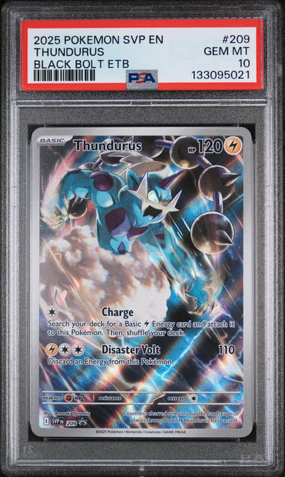 2025 Pokemon Scarlet and Violet Black Star Promo Black Bolt Elite Trainer Box Thundurus #209 PSA 10