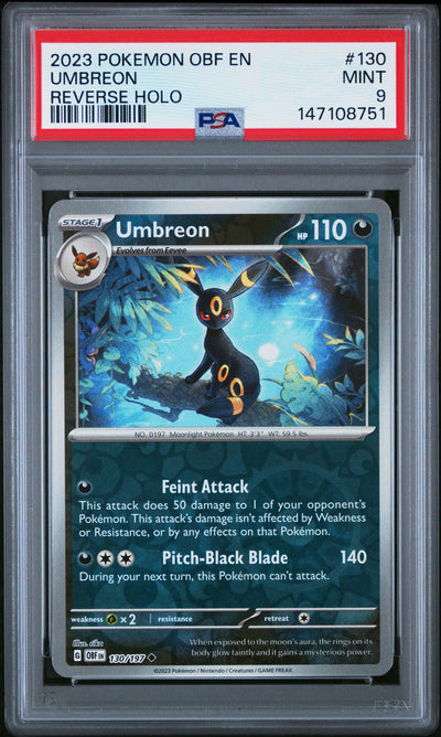 2023 Pokemon Scarlet and Violet Obsidian Flames Gamestop Exclusive Reverse Holo Umbreon #130 PSA 9 147108751