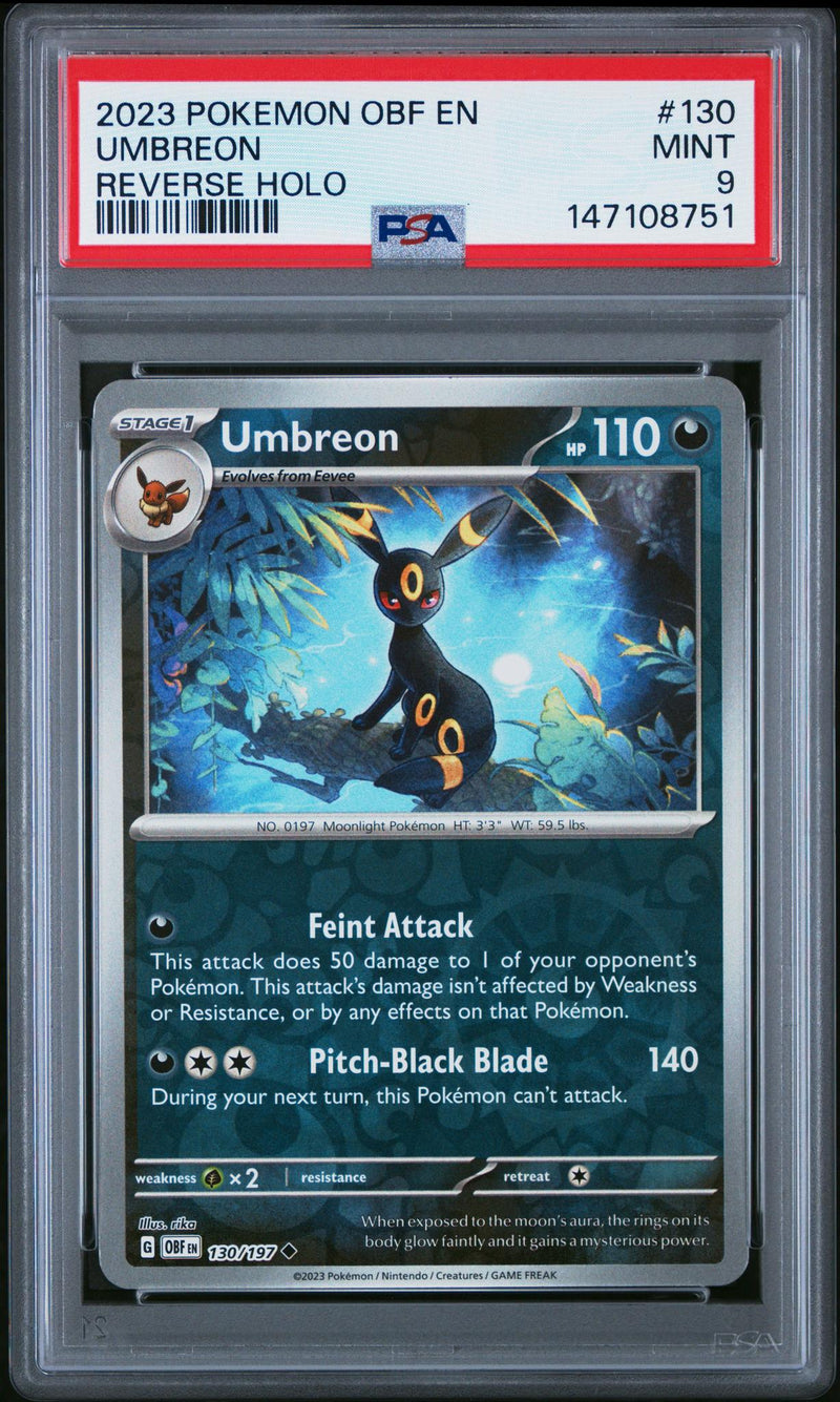 2023 Pokemon Scarlet and Violet Obsidian Flames Gamestop Exclusive Reverse Holo Umbreon #130 PSA 9 147108751