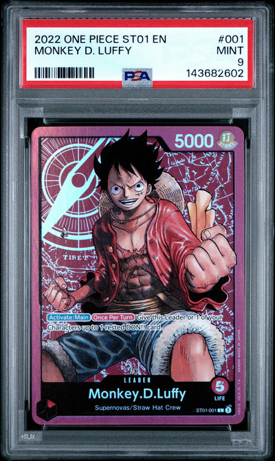 2022 One Piece Starter Deck Straw Hat Crew Leader Super Prerelease Monkey D. Luffy #ST01-001 PSA 9