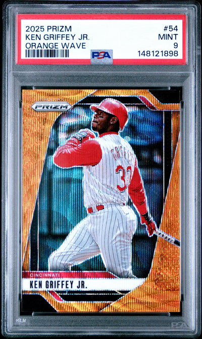2025 Panini Prizm Orange Wave Ken Griffey Jr #54 /49 PSA 9