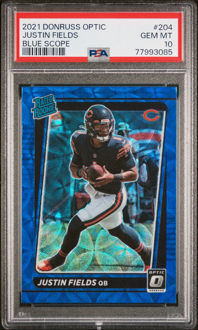 2021 Donruss Optic Rated Rookie Blue Scope Justin Fields #204 PSA 10