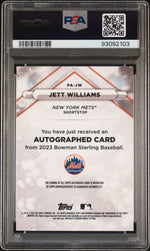 2023 Bowman Sterling Prospect Autographs Wave Refractor Jett Williams #PAJW /125 PSA 10