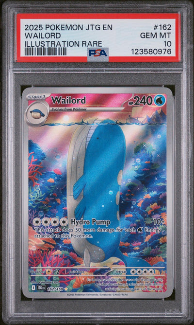 2025 Pokemon Scarlet and Violet Journey Together Illustration Rare Wailord #162 PSA 10