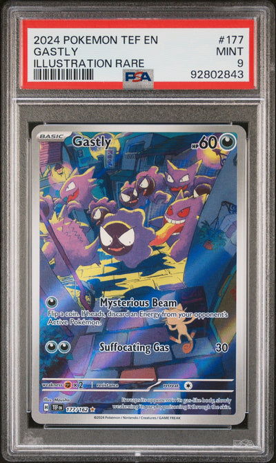 2024 Pokemon Scarlet and Violet Temporal Forces Illustration Rare Gastly #177 PSA 9