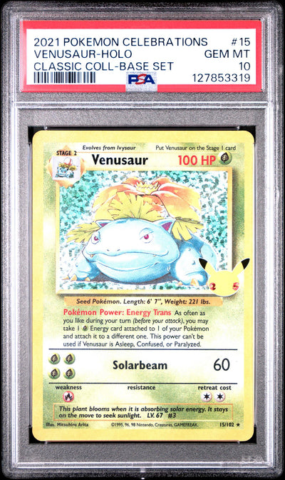 2021 Pokemon Celebrations Classic Collection Base Set Holo Venusaur #15 PSA 10