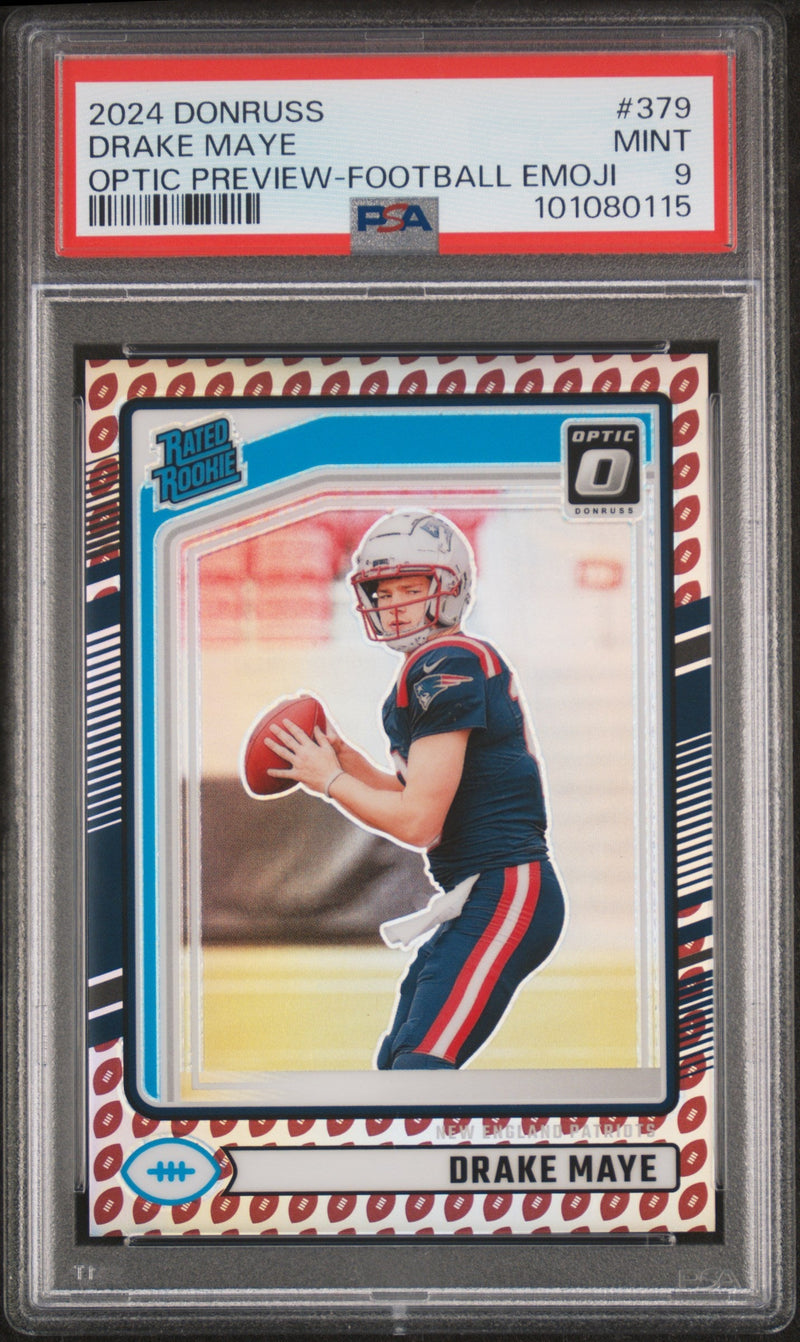 2024 Donruss Optic Rated Rookie Preview Football Emoji Drake Maye #379 PSA 9