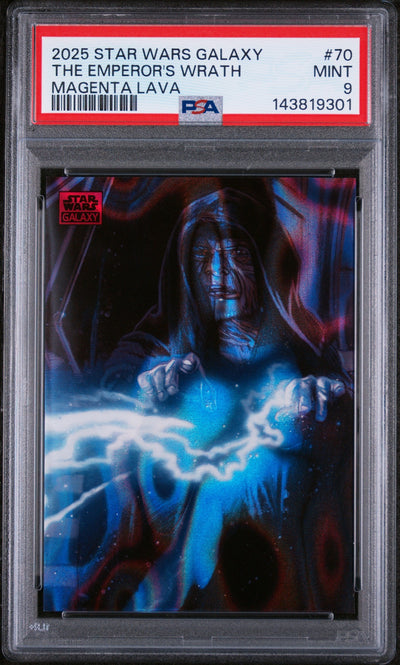 2025 Topps Chrome Star Wars Galaxy Magenta Lava the Emperor's Wrath #70 /250 PSA 9