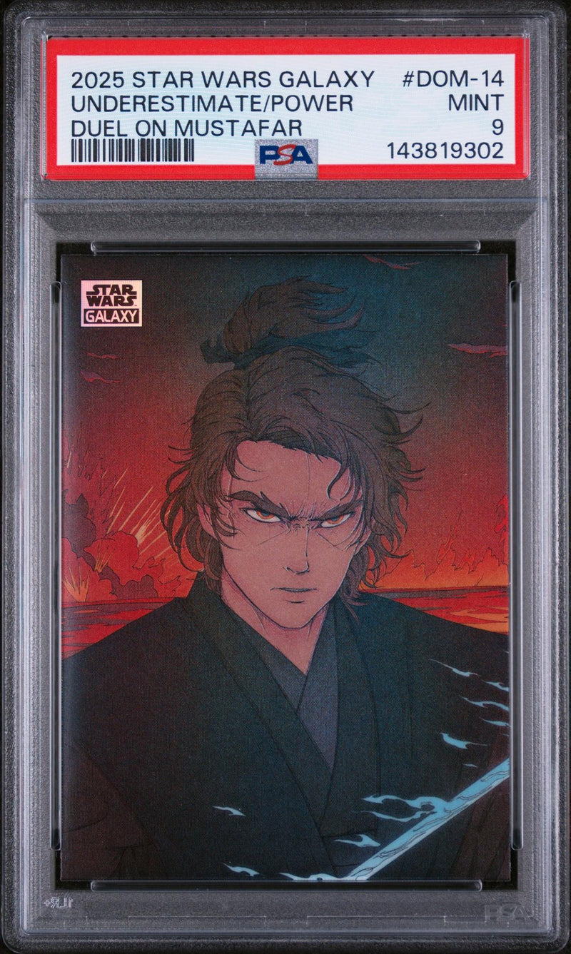 2025 Topps Chrome Star Wars Galaxy Duel On Mustafar You Underestimate My Power #DOM-14 PSA 9