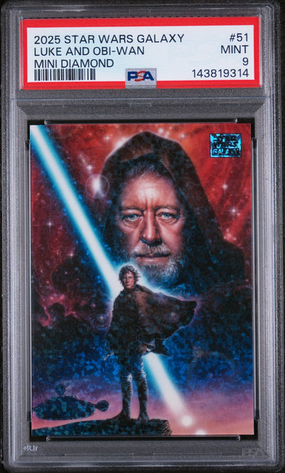 2025 Topps Chrome Star Wars Galaxy Mini Diamond Luke Skywalker and Obi Wan Kenobi #51 PSA 9
