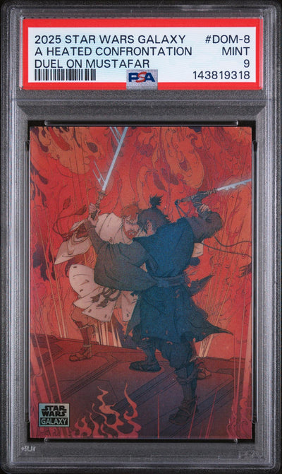 2025 Topps Chrome Star Wars Galaxy Duel On Mustafar A Heated Confrontation #DOM-8 PSA 9