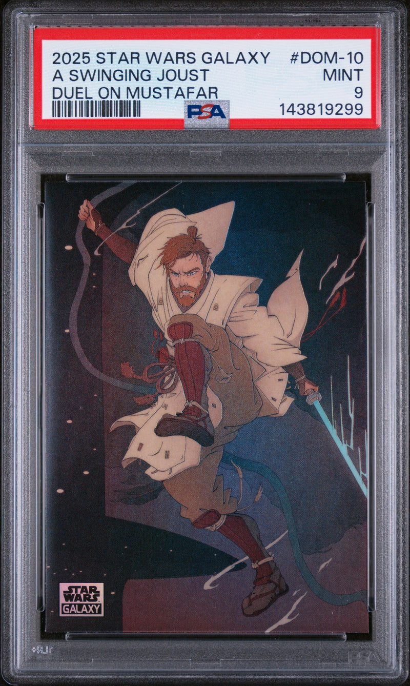 2025 Topps Chrome Star Wars Galaxy Duel On Mustafar A Swinging Joust #DOM-10 PSA 9