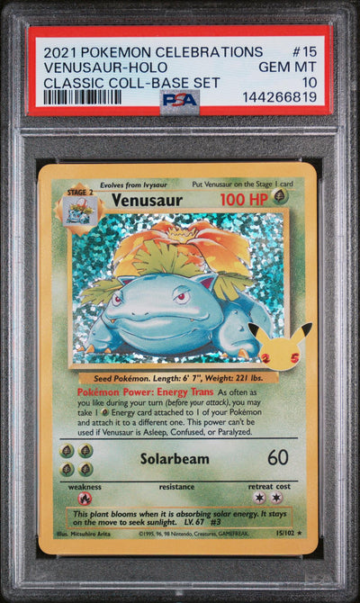 2021 Pokemon Celebrations Classic Collection Base Set Holo Venusaur #15 PSA 10