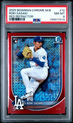 2025 Bowman Chrome Mega Box Prospects Red Refractor Roki Sasaki #12 /5 PSA 8