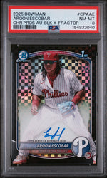 2025 Chrome Prospect Autographs Black X-Fractors Aroon Escobar #CPAAE /10 PSA 8