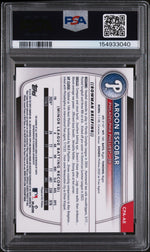 2025 Chrome Prospect Autographs Black X-Fractors Aroon Escobar #CPAAE /10 PSA 8