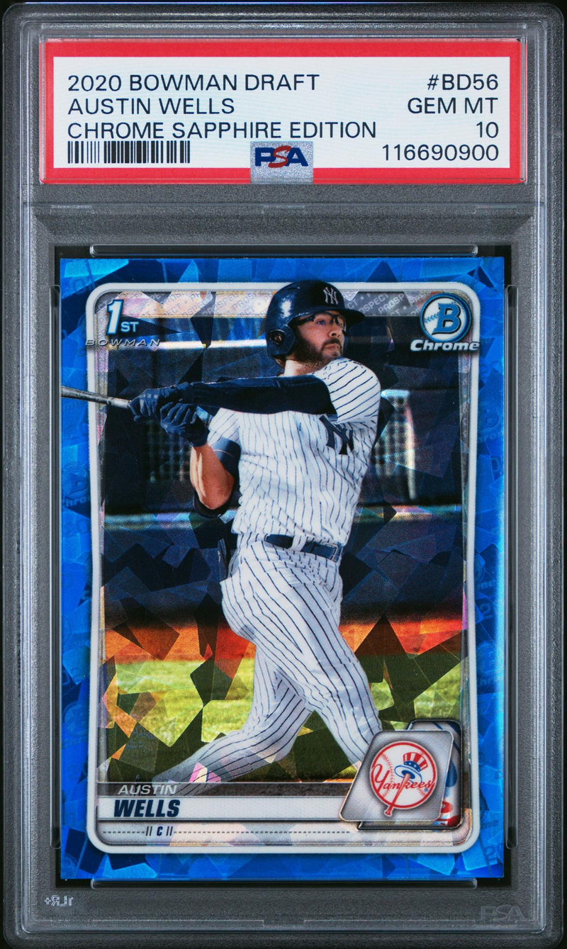 2020 Bowman Draft Sapphire Chrome Austin Wells #BD56 PSA 10