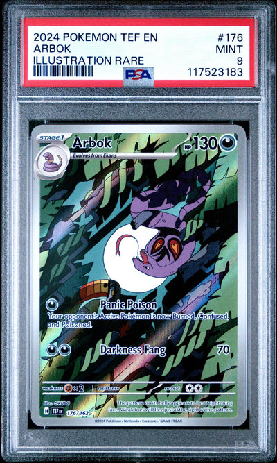 2024 Pokemon Scarlet and Violet Temporal Forces Illustration Rare Arbok #176 PSA 9