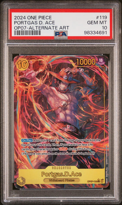 2024 One Piece 500 Years In the Future Alternate Art Portgas D. Ace #119 PSA 10