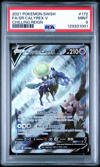 2021 Pokemon Sword and Sword Chilling Reign Ultra Rare Shadow Rider Calyrex V #172 PSA 9