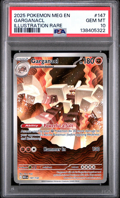 2025 Pokemon Mega Evolution Illustration Rare Garganacl #147 PSA 10