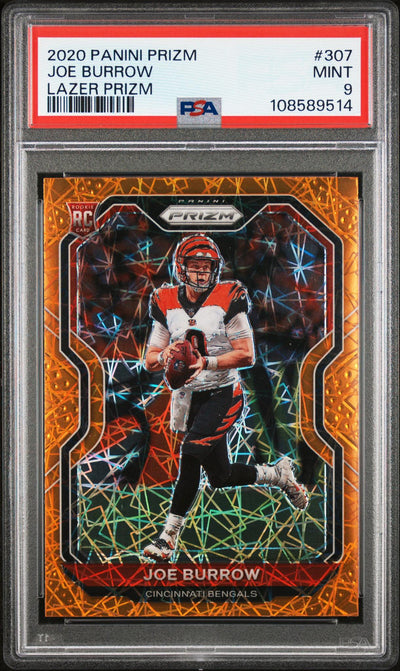 2020 Panini Prizm Lazer Prizm Joe Burrow #307 PSA 9
