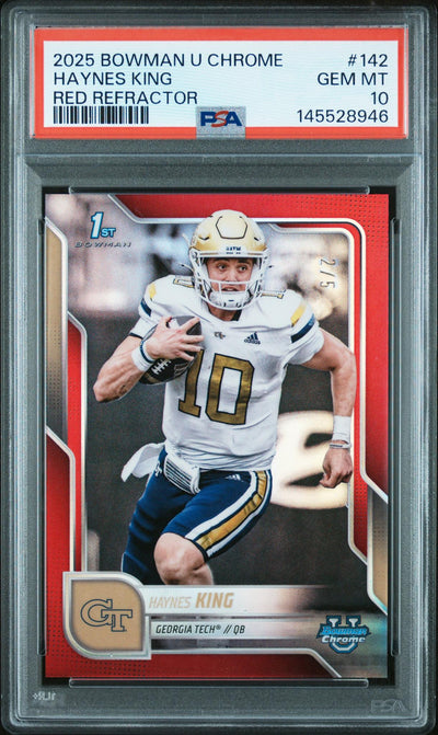 2025 Bowman University Chrome Red Refractor Haynes King #142 /5 PSA 10