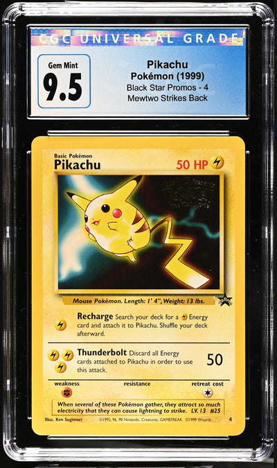 1999 Pokemon #4 Pikachu Black Star Promos - Mewtwo Strikes Back CGC 9.5