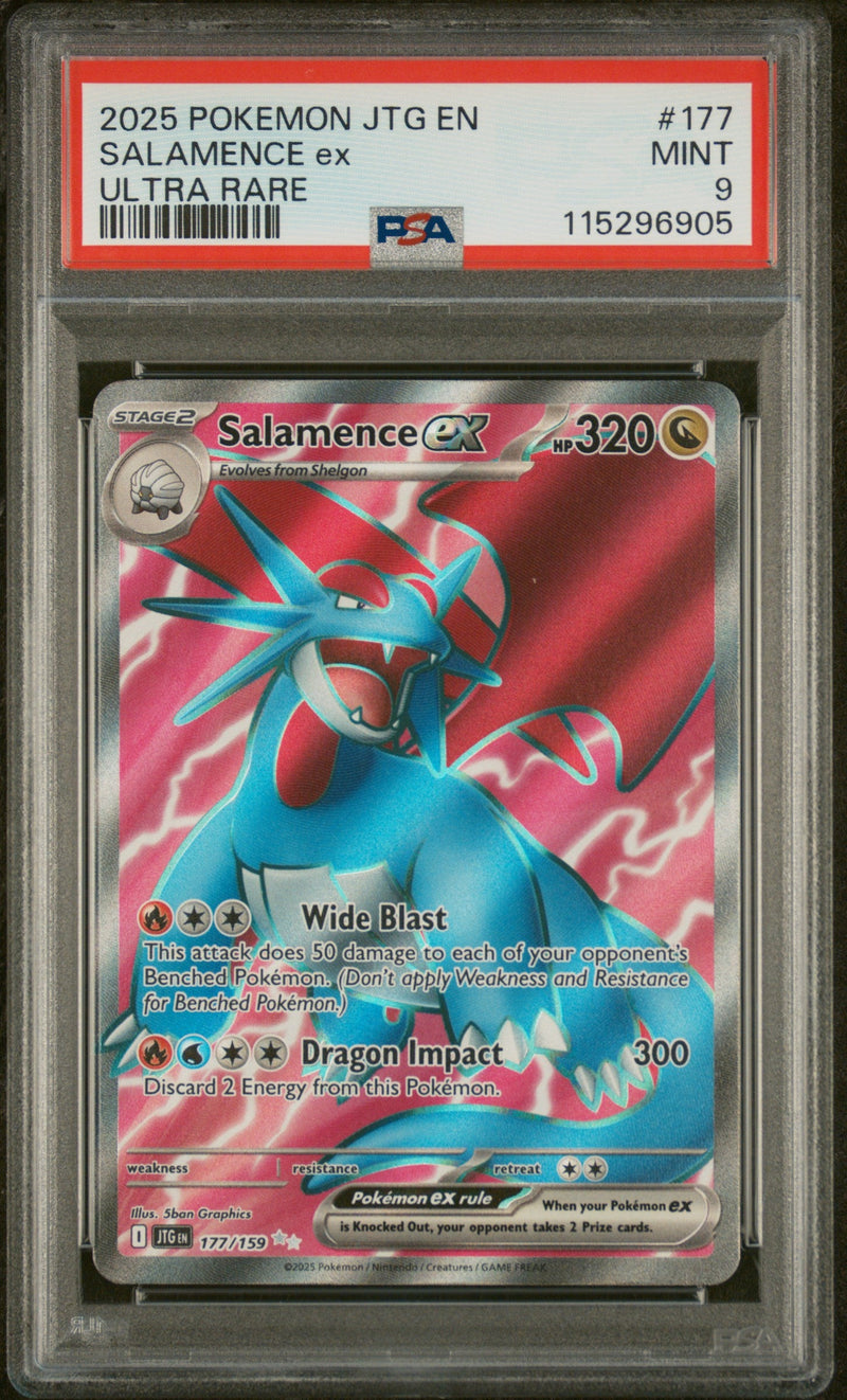 2025 Pokemon Scarlet and Violet Journey Together Ultra Rare Salamence Ex #177 PSA 9