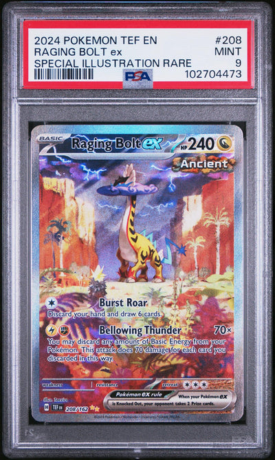 2024 Pokemon Scarlet and Violet Temporal Forces Special Illustration Rare Raging Bolt Ex #208 PSA 9