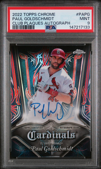 2022 Topps Chrome Pinstriped Autographs Paul Goldschmidt #PAPG /99 PSA 9