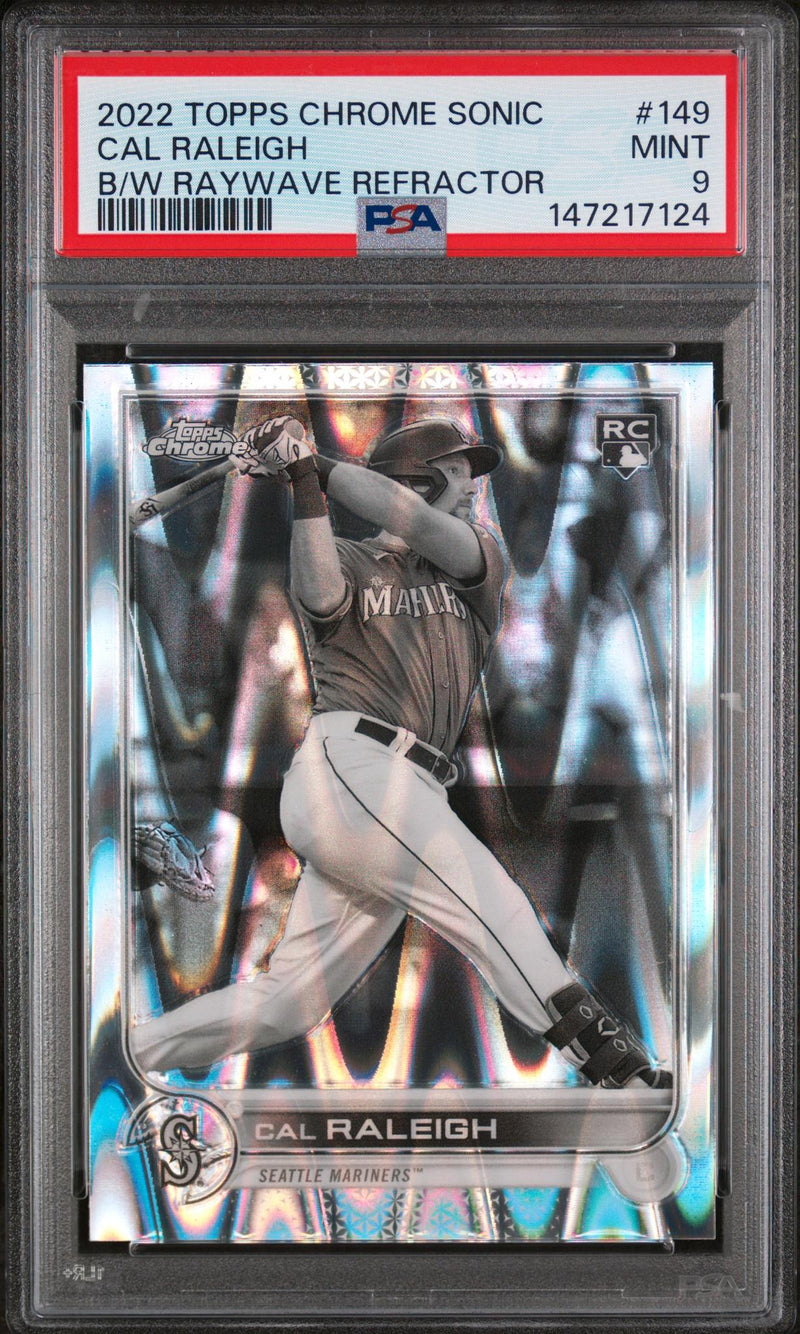 2022 Topps Chrome Sonic Black & White Raywave Refractor Cal Raleigh #149 PSA 9