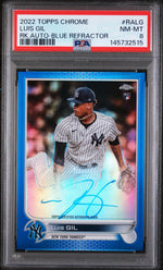 2022 Topps Chrome Rookie Autograph Blue Refractor Luis Gil #RALG /150 PSA 8
