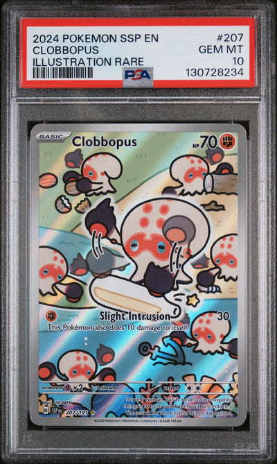 2024 Pokemon Scarlet and Violet Surging Sparks Illustration Rare Clobbopus #207 PSA 10