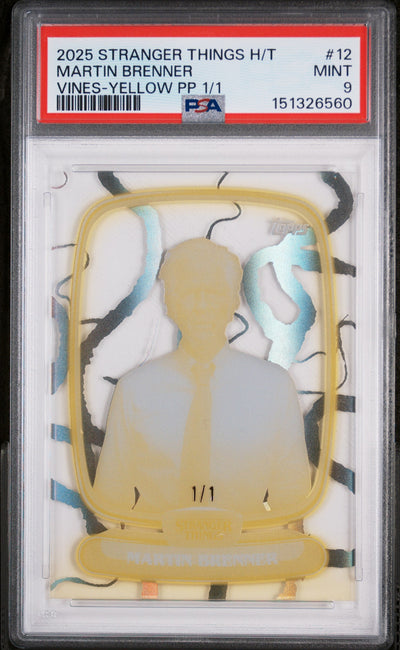 2025 Topps Stranger Things High Tek Vines-Yellow Printer Proof 1/1 Martin Brenner #12 PSA 9
