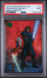 2025 Topps Chrome Star Wars Galaxy Green Shimmer Anakin and Ahsoka #71 /199 PSA 9