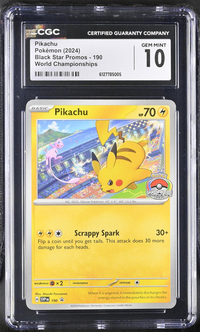 2024 Black Star Promos #190 Pikachu World Championships CGC 10