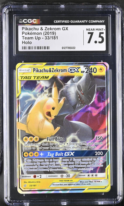 2019 Pokemon #33/181 Pikachu & Zekrom GX Team Up CGC 7.5