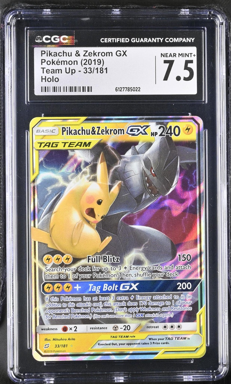 2019 Pokemon #33/181 Pikachu & Zekrom GX Team Up CGC 7.5